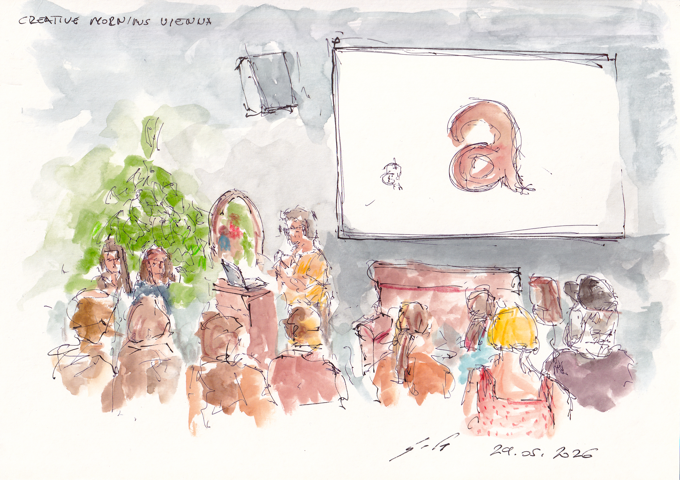 Élő festés a CreativeMornings Vienna egyik előadásán